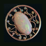Opal and 14K Gold pin by le Corbeau