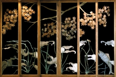 Window Screen for private residence - brass, copper, mother of pearl, walnut.