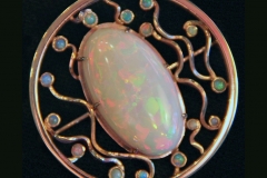 Opal and 14K Gold pin by le Corbeau