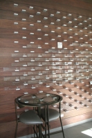 Architect: Arthur Chabon. Memorial Wall with aluminim and LED components.