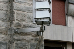 Architect: J. Robert Hillier. Stainless steel and glass lighting.