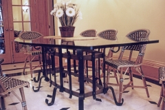 Blackened steel and bronze table.