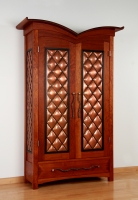 "Quilted Cabinet" copper, steel, stainless steel, and cherry