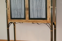 "Santa Fe" brass, steel, spalted maple, and art glass