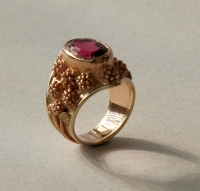 14K gold and rubellite