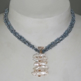 "Shimmering Waters" 14K gold, Biwa and Kishi pearls
