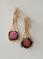14K gold and watermelon tourmalines