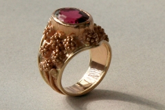 14K gold and rubellite