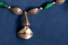 silver, malachite, and pearls