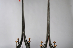 "Mercury Torchere" aluminum, gold plated brass, glass, fiber