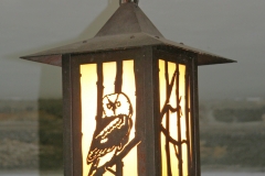 "Owl Pendant" steel and glass