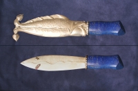 Shark Dagger - sterling silver, lapis lazuli, ruby, leather - 13.25"L x 3"W x 1.5"D