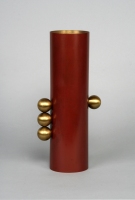 Red Vase - bronze, brass - 14.5"H x 6.5"W x 4”D