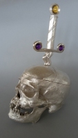 "George" (candy jar) - silver, amethyst, lemon quartz - 12.5"H x 9.5"W x 4.5"D