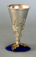 Goblet with Blue Foot - silver, gold, enamel - 6.75"H x 3.4"Diam.