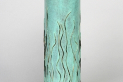Green Vase - bronze, brass - 13"H x 4"Diam.