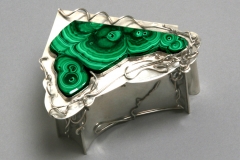 Box - sterling silver and malachite - 2.5"H x 3.5"W x 4.5"L