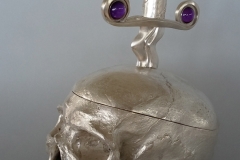 "George" (candy jar) - silver, amethyst, lemon quartz - 12.5"H x 9.5"W x 4.5"D