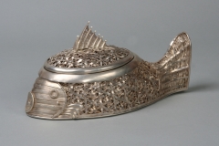 "Fish Basket" - sterling silver, pearls - 5.5"H x 5.5"W x 11.5"L
