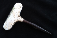 Lily Pond Hand Mirror - silver, gold, opals, wood - 7.75"H x 5"W