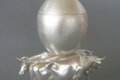 "A Pastoral Farce" (sugar bowl) - sterling silver - 12"H x 8"W x 6"D