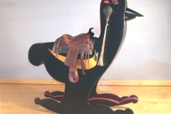 "Rocking Crow", wood, leather, brass, 53.5" x 50" x 16"